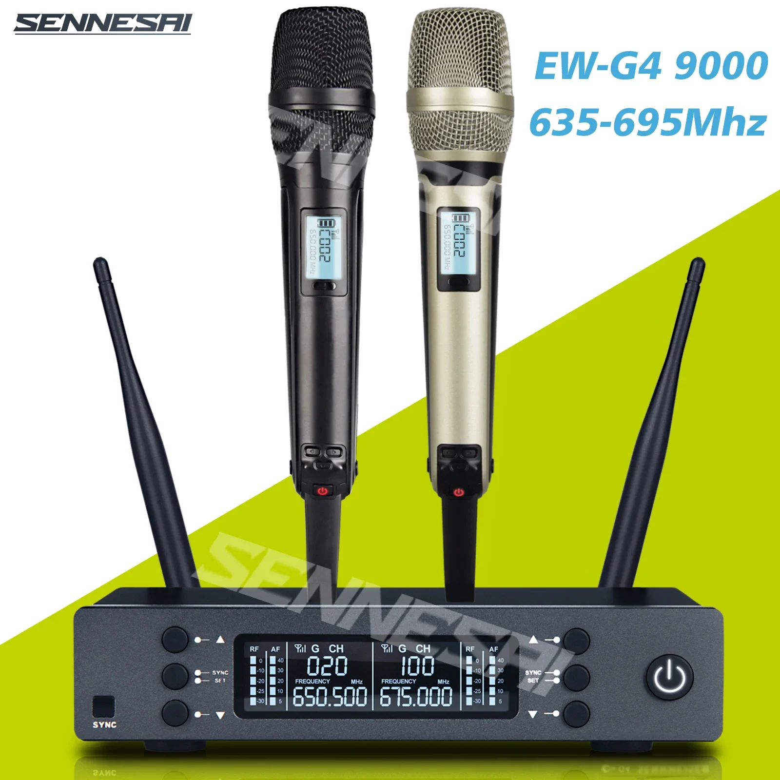 Профессиональный Двойной Беспроводной Микрофон SENNESAI EW-G4 Stage Performance 2 Канала UHF Караоке Металлический Ручной Skm9000, Высочайшее Качество