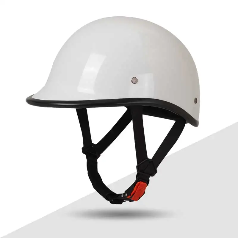 Ретро дизайн, глянцевый белый 1/2 шлема, половина крышки, винтажный мотоциклетный шлем с открытым лицом, одобренный в горошек Размер XXXL XXXXL