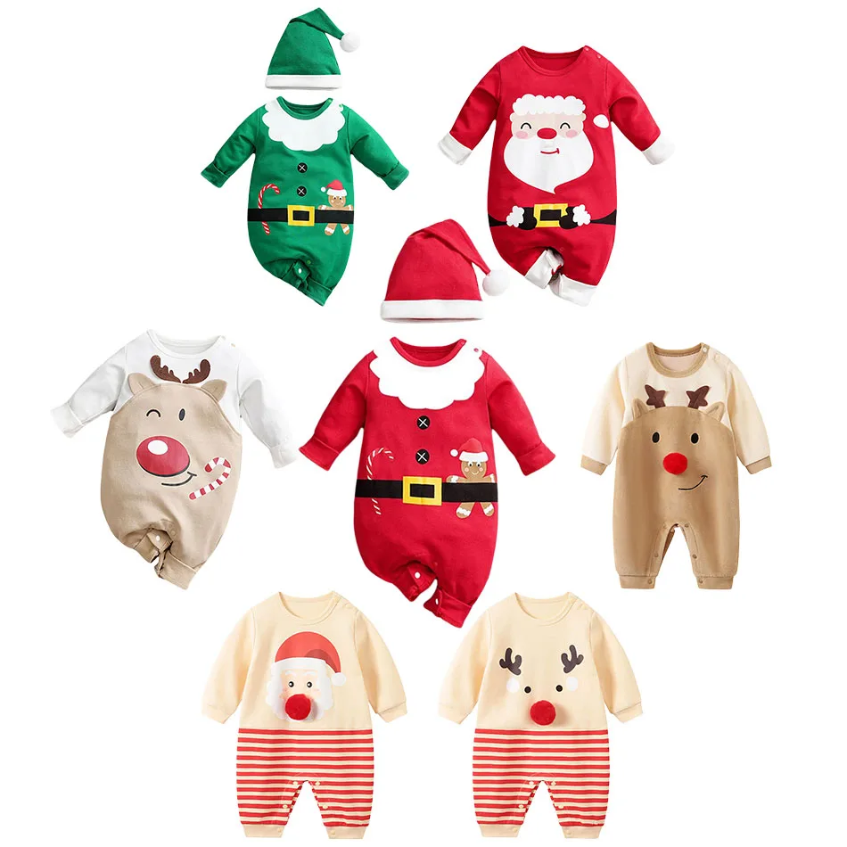 Рождественский детский боди с Санта-Клаусом и зеленым эльфом, Рождественский олень, детская одежда для Рождественской вечеринки, подарок для ребенка