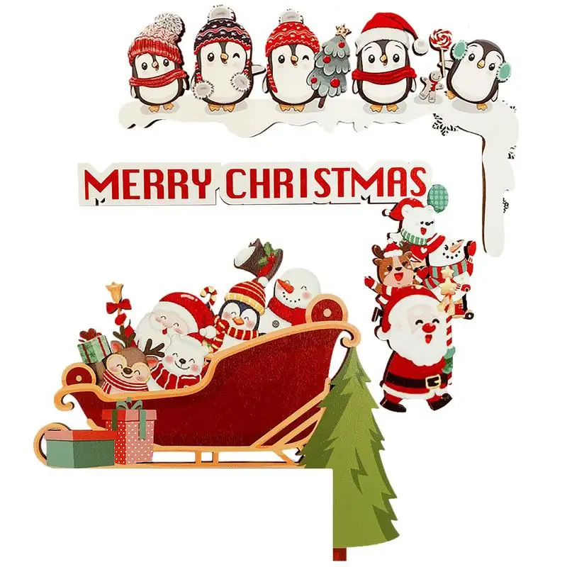 Рождественское украшение дверной коробки Санта-Клаус, красота дверной коробки, деревянная эстетика, рождественская атмосфера для вечеринок, рождественские инструменты