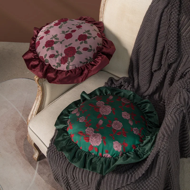 Роскошная винтажная круглая подушка для дивана, подушка со вставкой, расшитой цветами, Мягкий чехол для дивана, украшение для дома