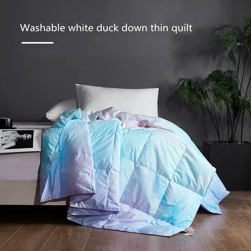 Роскошное хлопковое моющееся летнее одеяло из 95% белого гусиного пуха с кондиционером, легкое дышащее пуховое одеяло, теплое холодостойкое тонкое одеяло