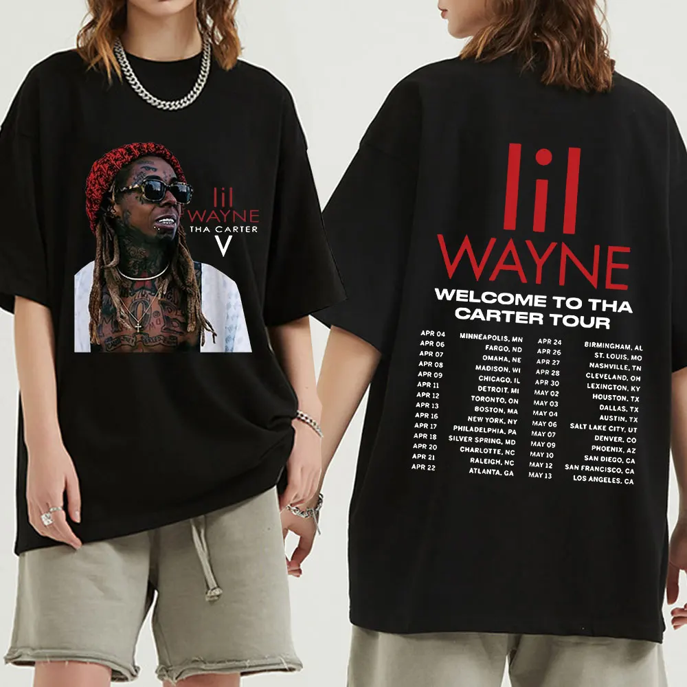 Рэпер Lil Wayne Welcome To Tha Carter 2023 Tour Концертная футболка Мужская Женская Винтажная футболка в стиле Хип-хоп, готические футболки Оверсайз