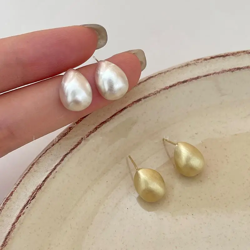 Серьги-гвоздики с капельками воды из серебра 925 пробы для женщин Дизайн Классический Золотой цвет, Серьги из матового металла, женская бижутерия