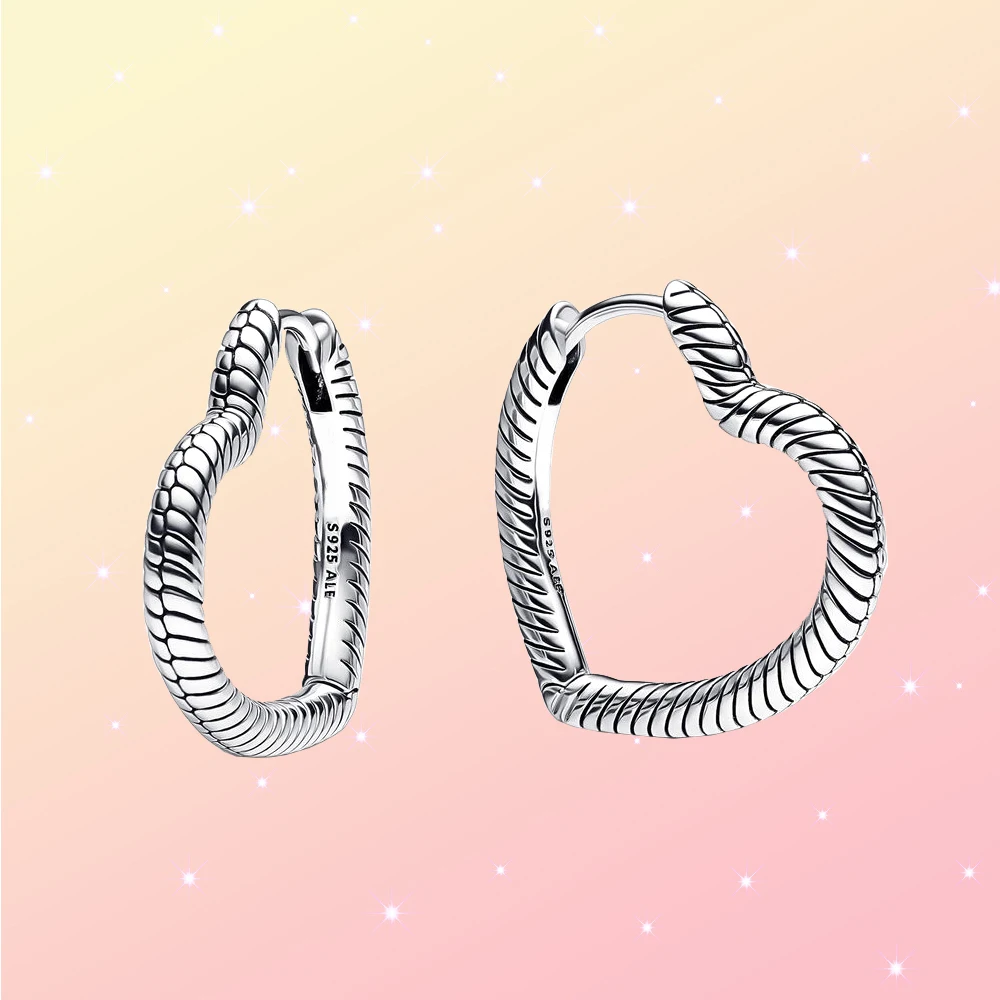 Серьги-кольца Pandora Moments Heart Charm S925 Silver, Простые Модные Романтические Универсальные наушники, Ювелирные аксессуары для женщин
