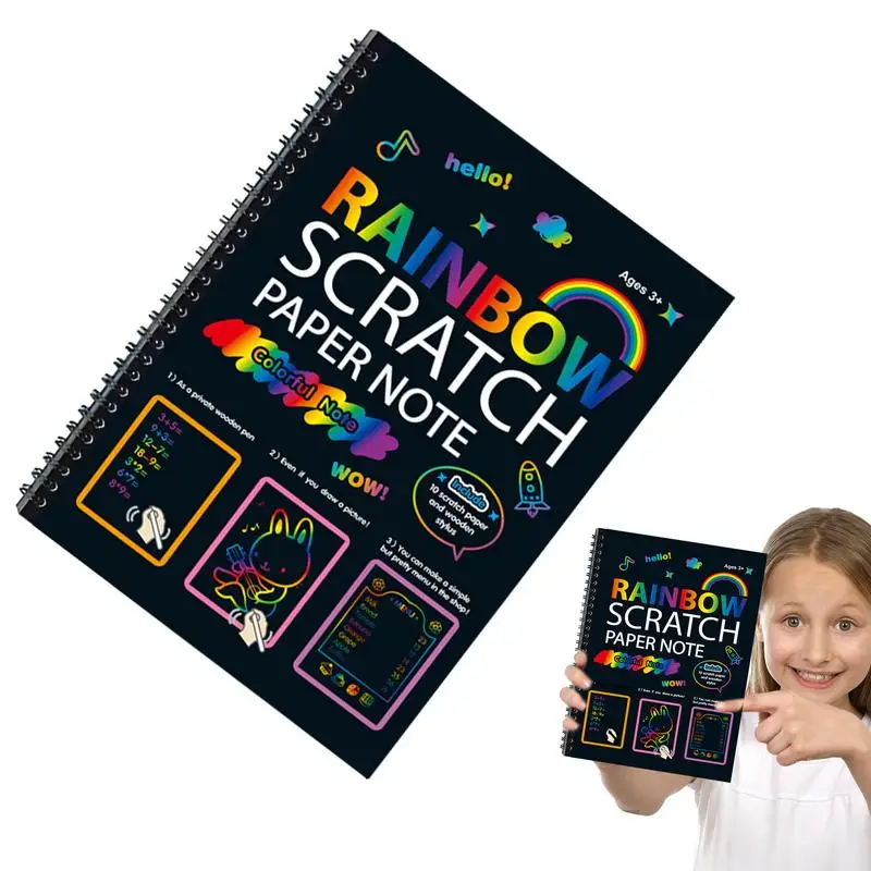 Скретч-Радужное искусство для детей Rainbow Magic Scratch Off Paper Set Мини-заметки, наполнители для чулок, детские художественные поделки из бумаги своими руками