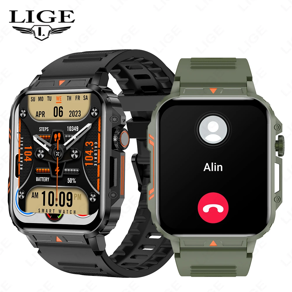 Смарт-часы LIGE для занятий спортом на открытом воздухе, фитнесом, Bluetooth-вызовом, водонепроницаемый браслет IP68, пульсометр для Android IOS, умные часы для мужчин
