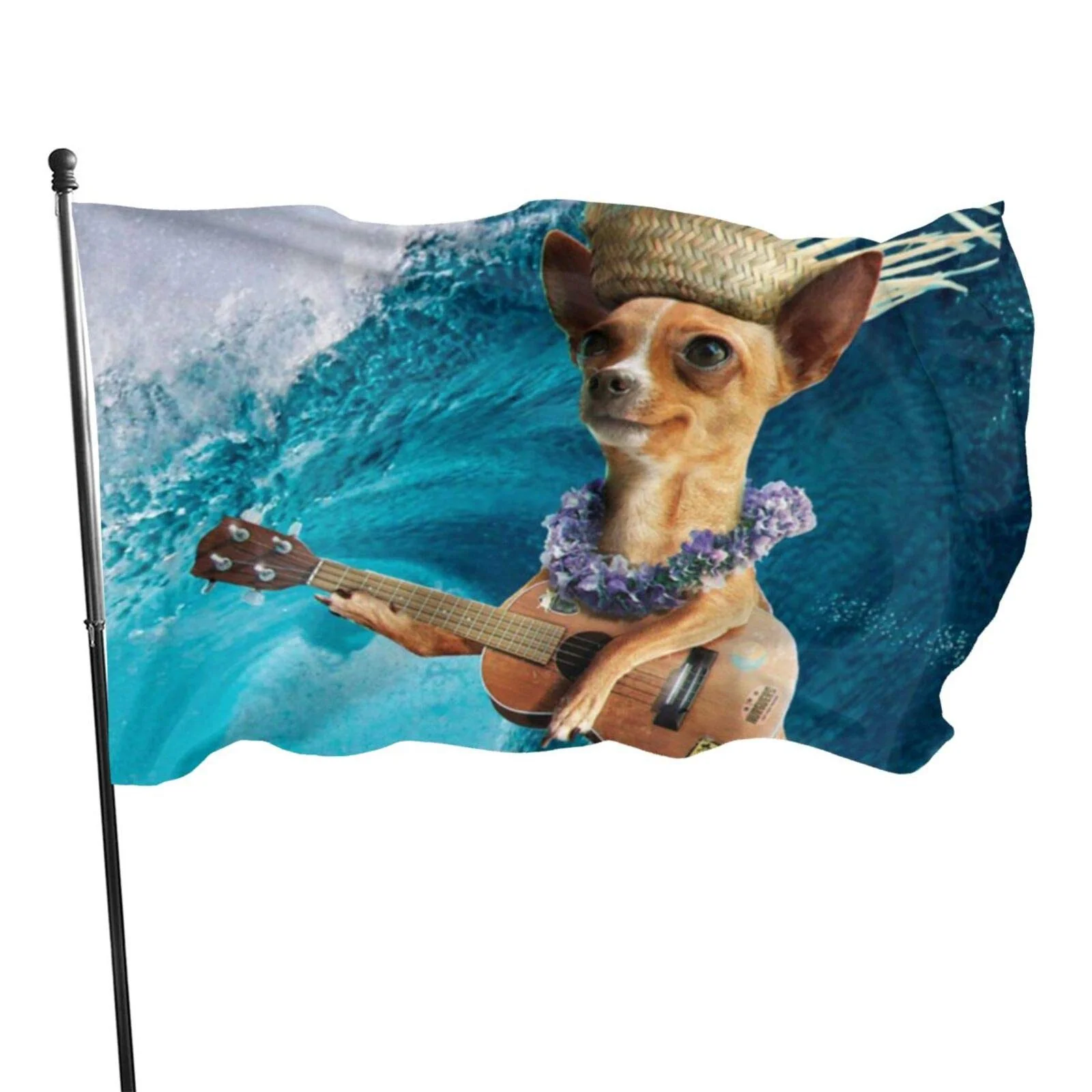 Собака чихуахуа занимается серфингом и играет на гитаре, садовый флаг, украшение дома, наружный декор в помещении, полиэфирный флаг для женщин, мужчин, подарок для детей