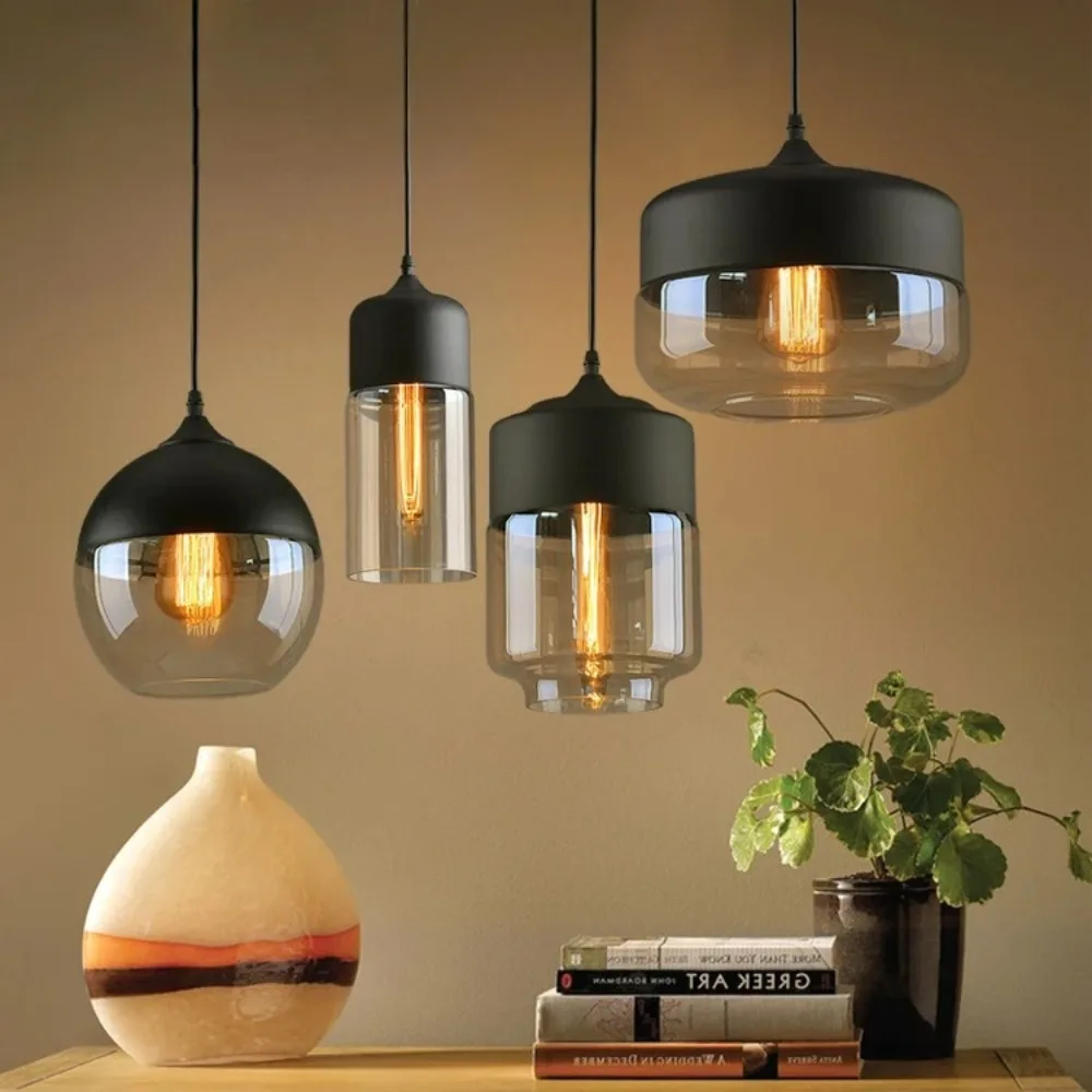 Современный светодиодный декор для помещений, стеклянный подвесной светильник, подвесной светильник для кухни в туалете, Скандинавские светильники для столовой, лампа из черного стекла