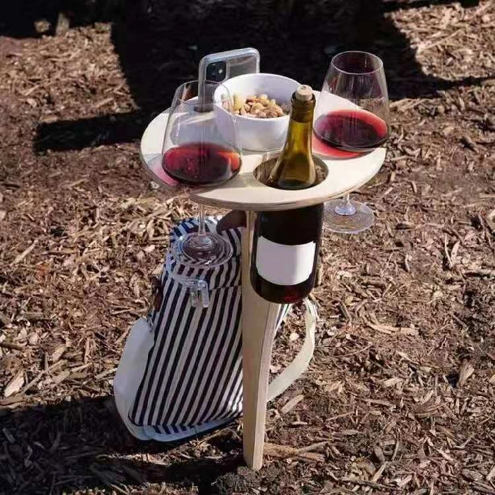 Стол для пикника в кемпинге Открытый Деревянный Съемный Винный столик На пляжной лужайке Винный Стеллаж для вечеринки на открытом воздухе