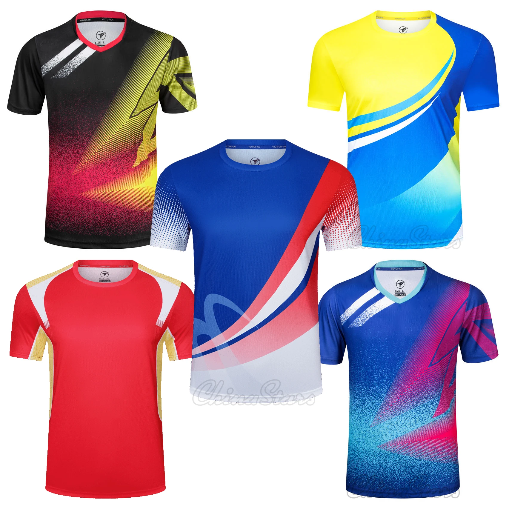 Теннисные футболки для мужчин, женщин, быстросохнущая теннисная футболка с V-образным вырезом, одежда для бадминтона, комплекты для мальчиков и девочек, футболки для настольного тенниса