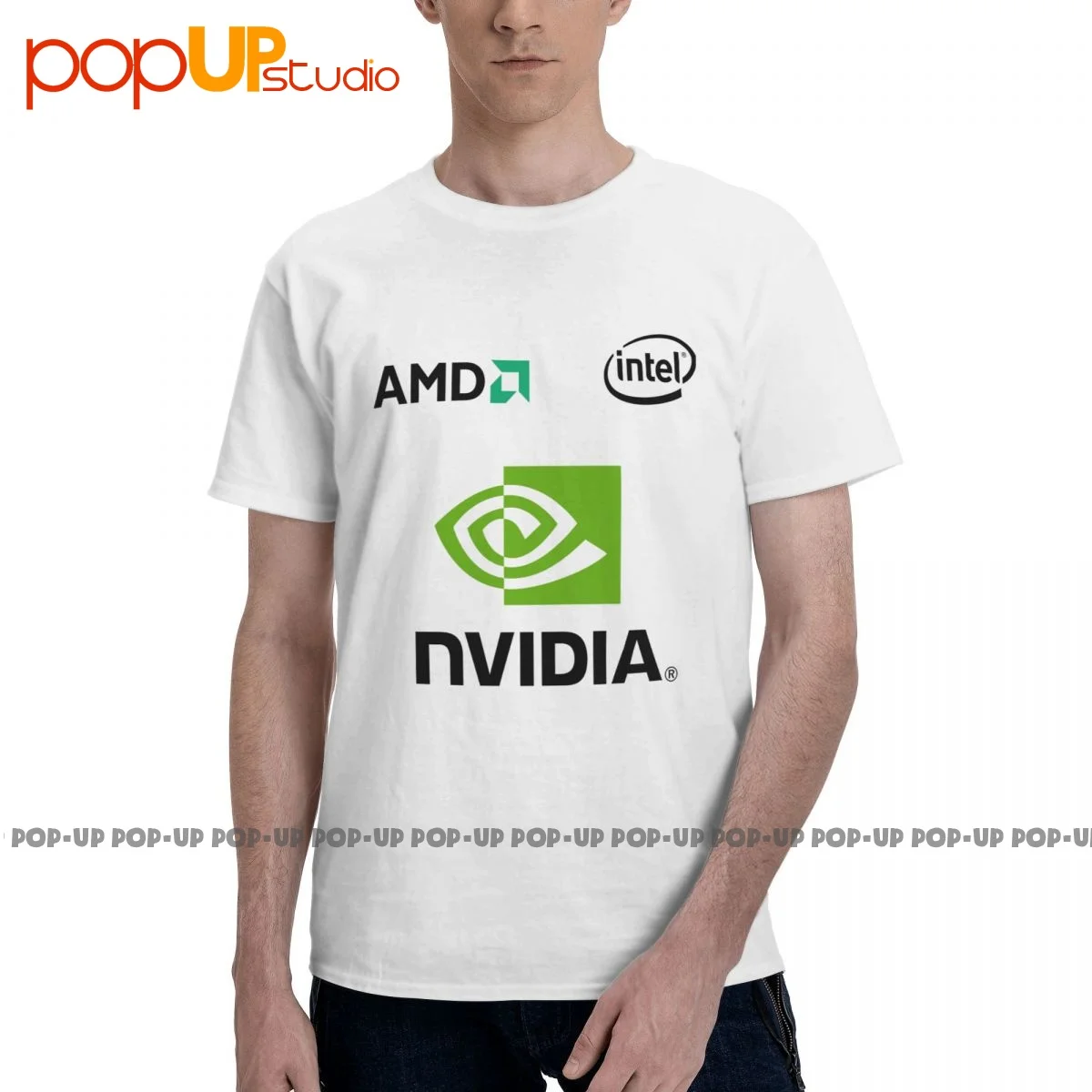 Топовая футболка Amd Intel Nvidia с принтом в стиле хип-хоп высокого качества