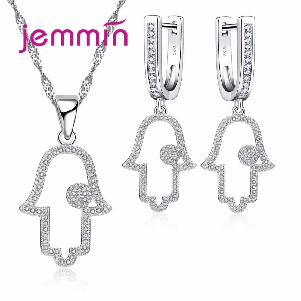 Уникальный дизайн, наборы ювелирных украшений из серебра 925 пробы для девочек, Прозрачные ожерелья со стразами, серьги для женщин