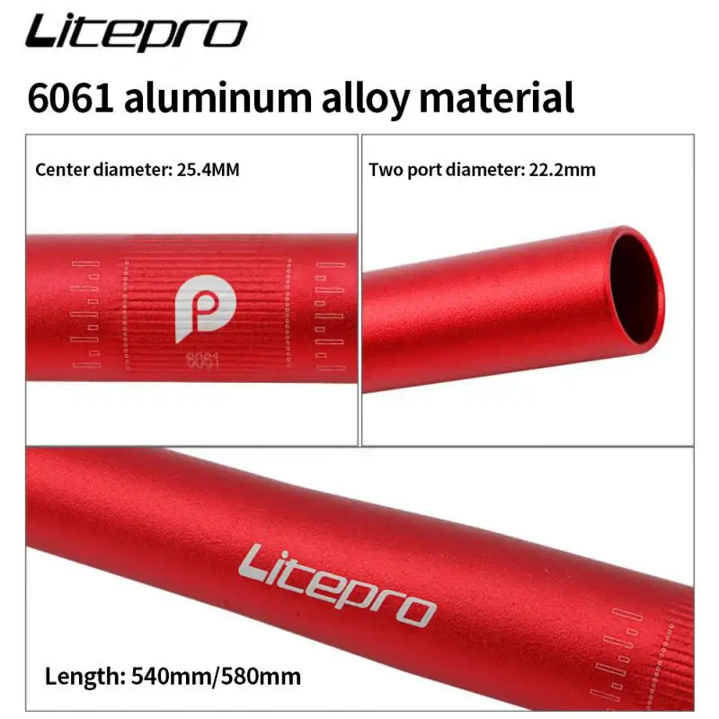 Устойчивый руль 22,2 мм Прямая ручка для езды на открытом воздухе Универсальные аксессуары Litepro для велоспорта Горизонтальная ручка