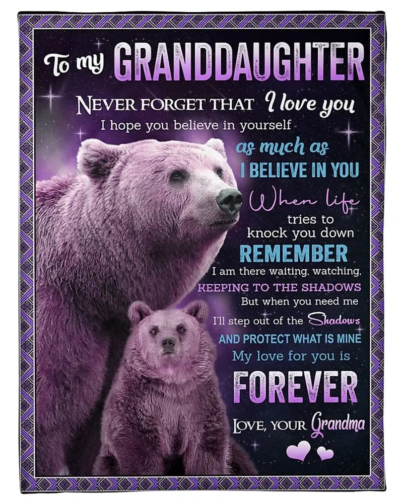 Фиолетовое одеяло с забавными мишками В подарок для внучки, любимой бабушки, Рождественское одеяло на заказ