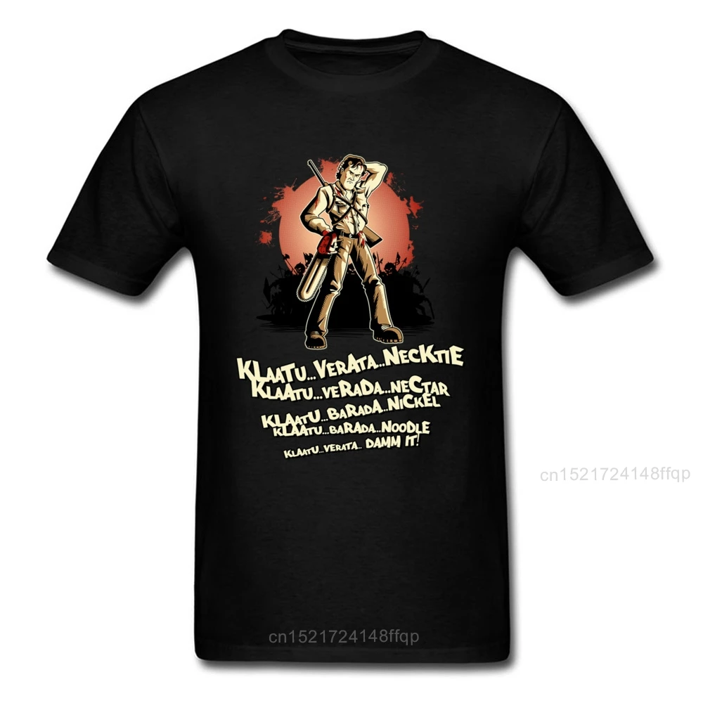 Футболка Klaatu Barada, мужские топы, футболки с комиксами, Летние черные футболки, уличная одежда с коротким рукавом, одежда из 100% хлопка