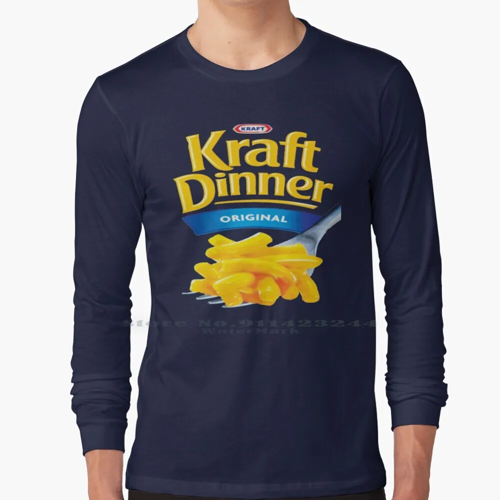 Футболка Kraft Dinner 'n' Cheese, футболка с длинным рукавом, хипстерская футболка Kraft Dinner Cheese в стиле ретро с дешевыми углеводами, креативный тренд