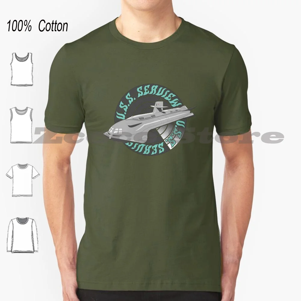 Футболка Seaview из 100% хлопка, удобная высококачественная футболка Seaview Diver Sci Fi Sea Monster Marine