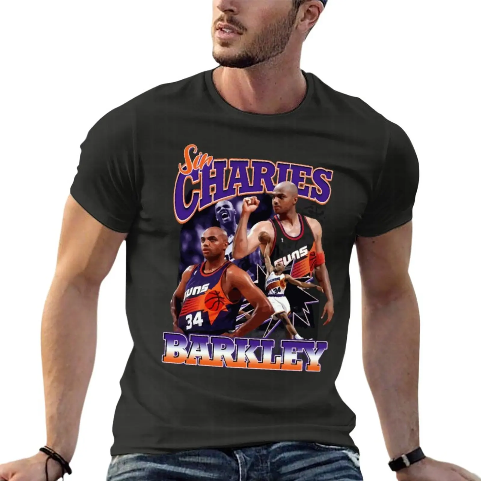 Футболка Sir Charles Barkley Oversize, модная мужская одежда, уличная одежда с коротким рукавом, футболка большого размера