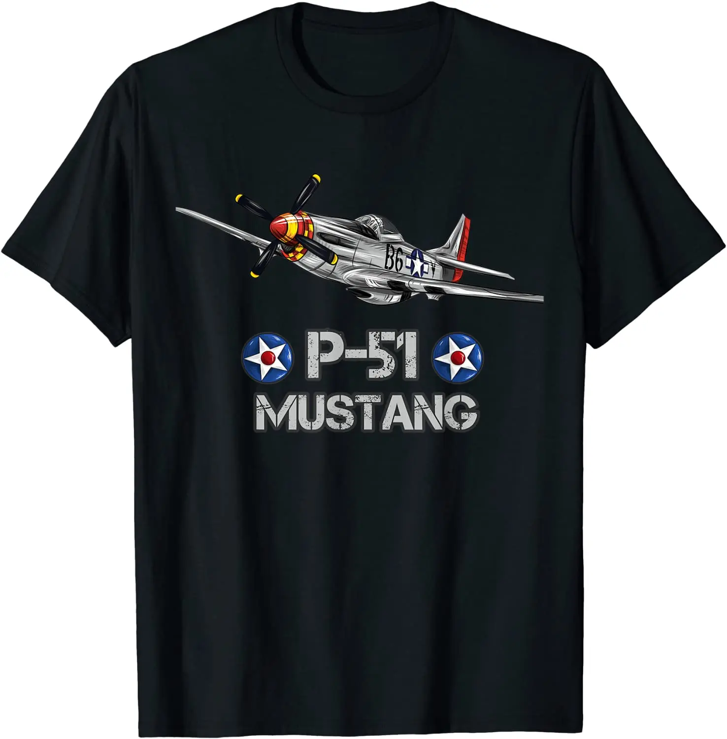 Футболка ВВС США P-51 Mustang Fighter времен Второй мировой войны из 100% Хлопка С Круглым вырезом, Летняя Повседневная Мужская футболка С коротким рукавом, Размер S-3XL