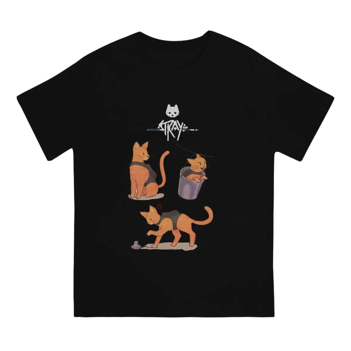 Футболка с изображением кошек для мужчин, бродячая игра, новинка, футболки из 100% хлопка, футболка с круглым воротником и коротким рукавом, одежда с принтом