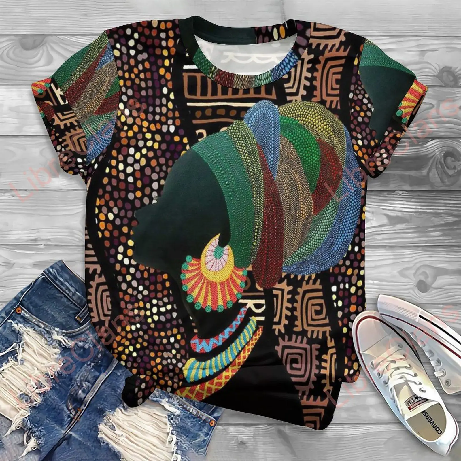 Футболки с 3D принтом, винтажная футболка в этническом африканском стиле для девочек, Детская Мужская Женская Унисекс, Летние футболки оверсайз с коротким рукавом, футболки-топы