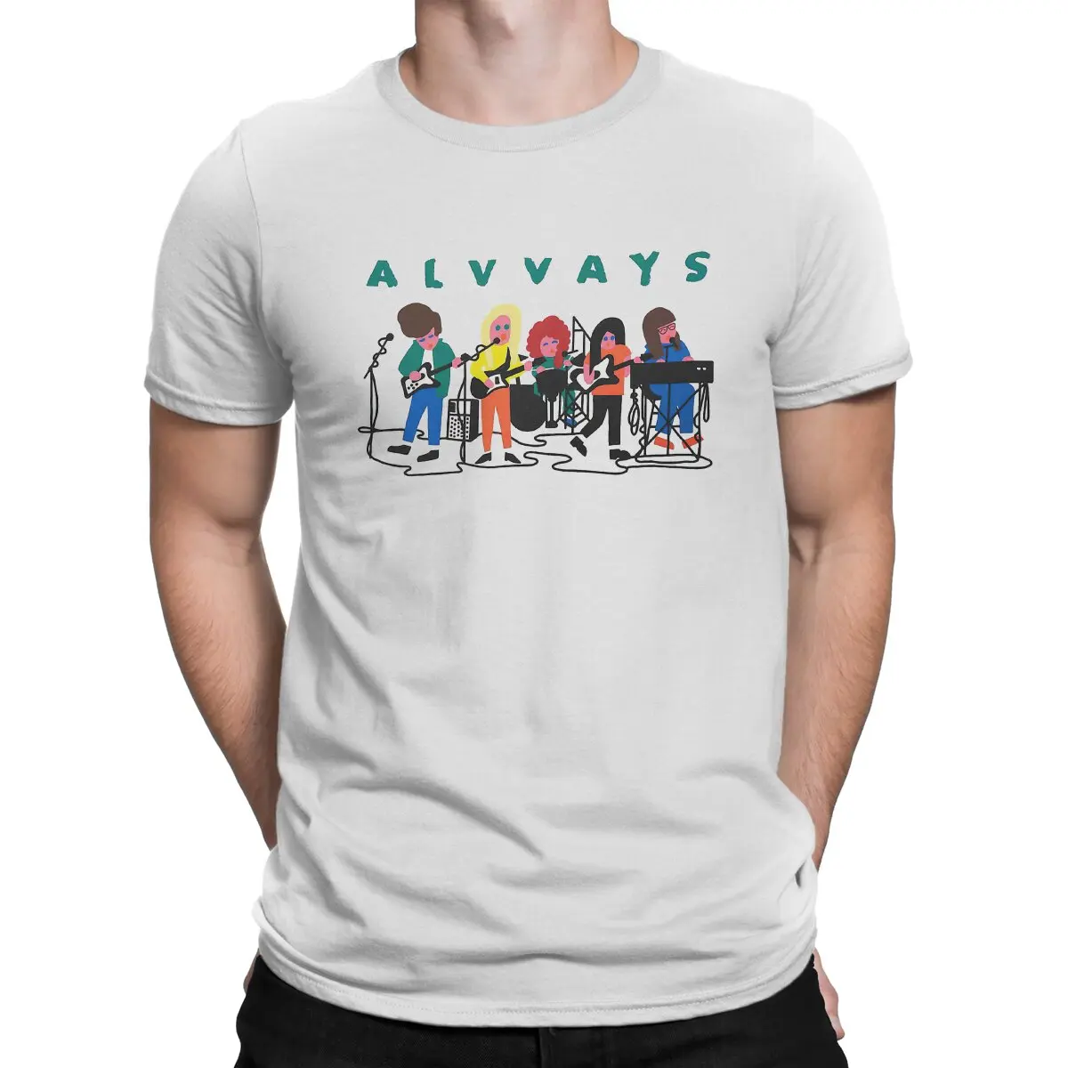 Футболки с рисунком группы, мужская футболка из чистого хлопка, новинка, круглый вырез, футболка Alvvays, Одежда с коротким рукавом, лето
