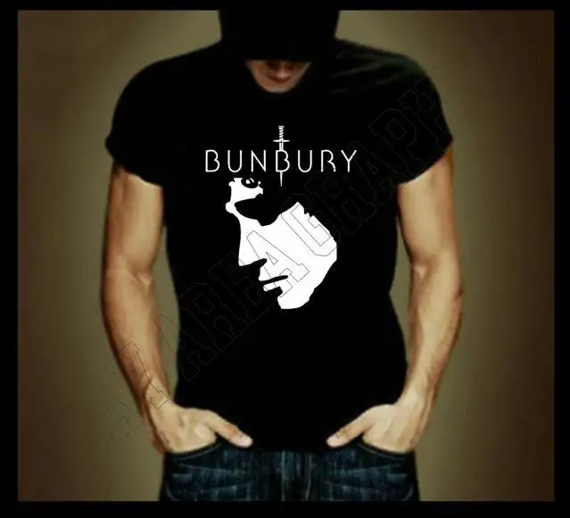 ЧЕРНАЯ футболка BUNBURY, 100% хлопок, БЕЛЫЙ дизайн спереди, винил HT