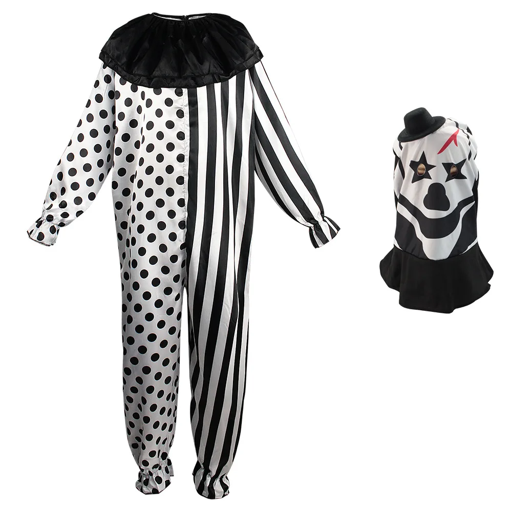 Черно-белый игровой костюм клоуна для косплея, маски для взрослых, костюмы для косплея на Хэллоуин, наряды для вечеринок