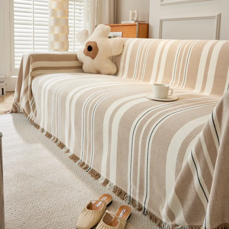 Черные линии Синель Чехол для дивана Ткань Чехол для одеяла для дивана Полное покрытие Универсальный чехол для диванного полотенца Пылезащитный чехол для диванной подушки