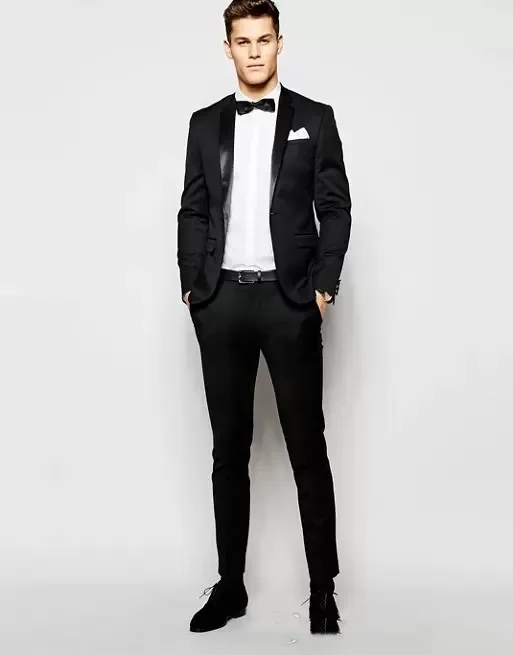 Черный деловой мужской костюм, сшитый на заказ, 2 предмета, блейзер, брюки, Нежный смокинг на одной пуговице, Рабочий Свадебный жених, Повседневный выпускной
