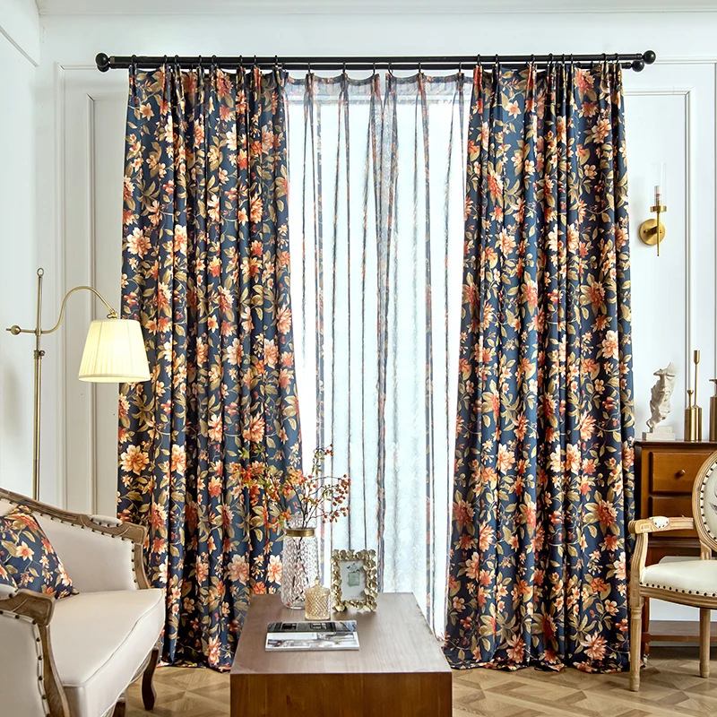 Шторы американского пастельного цвета для спальни, окна гостиной, Роскошная Гардинная занавеска с пионами, 60% Затенение, Изготовленные на заказ шторы Rideaux