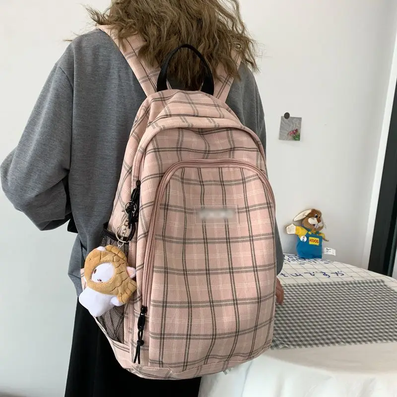 Японский опрятный школьный рюкзак для подростков средней школы, вместительный школьный рюкзак в винтажную клетку, простой рюкзак для путешествий